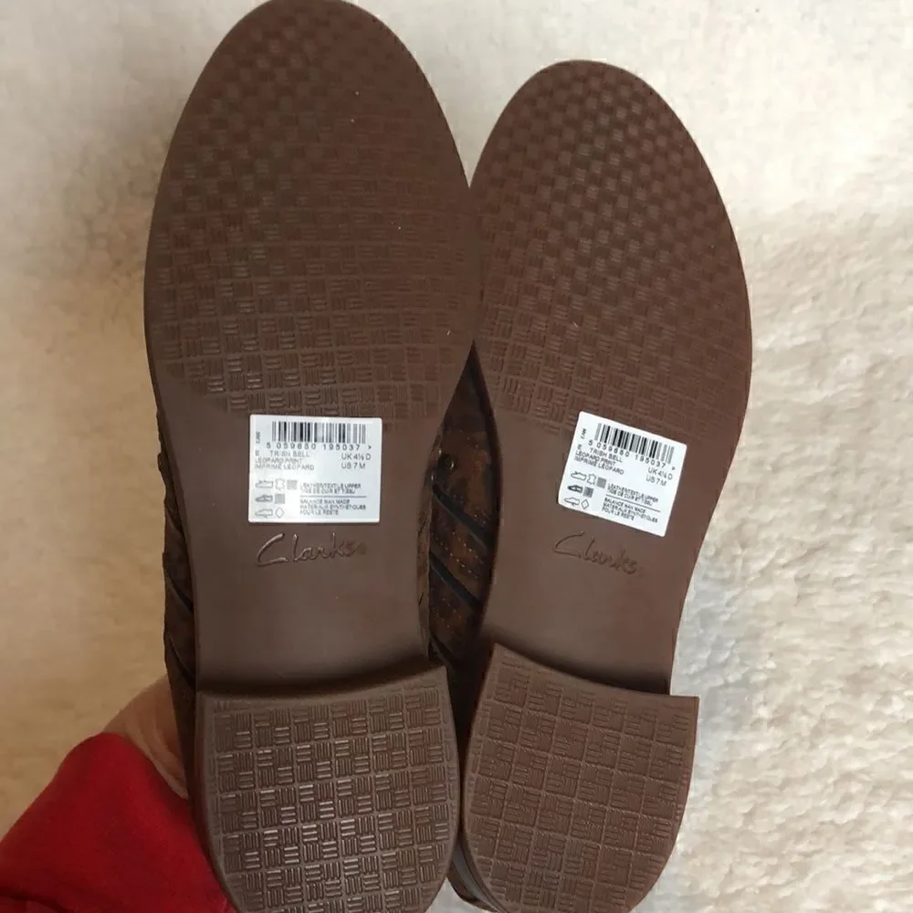 Clarks studded slip on booties-Trish Bell Leopard size 7